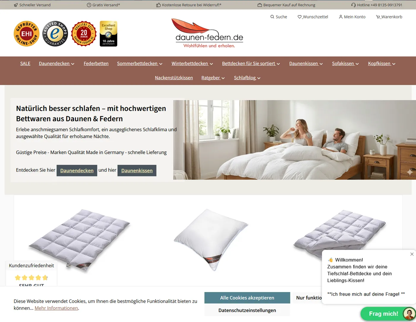 Übersichtliche Navigation im Online-Shop